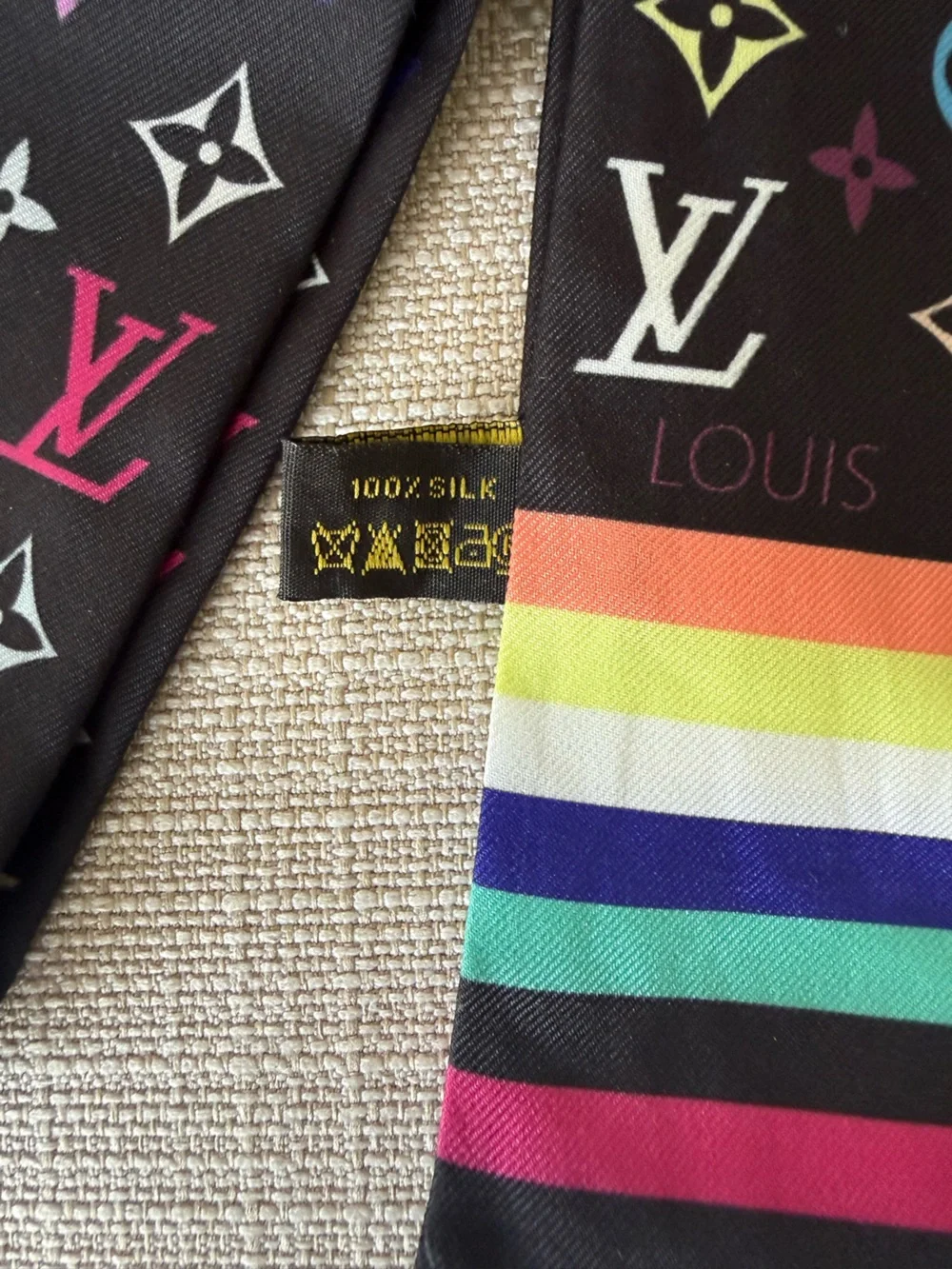 LOUIS VUITTON Vintage LV Multicolor Monogram Logo Bandeau Scarf 105183